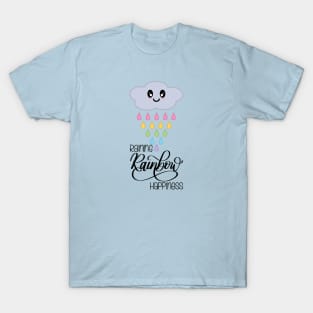 Raining Rainbow Happiness Kawaii Cute Rain Cloud in Blue T-Shirt